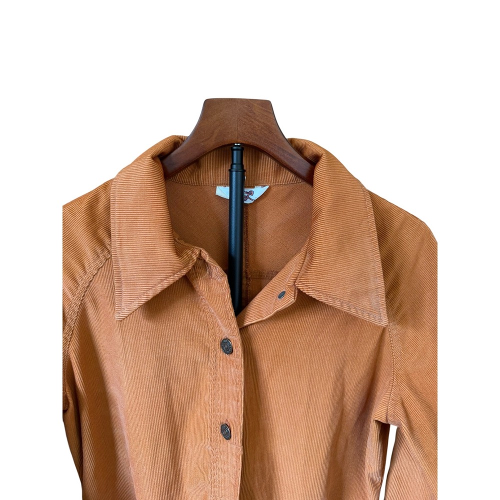 Vtg 70s Levis Corduroy Shirt Jacket Burnt Orange Rust 70s Button Front Pockets M - Picture 3 of 10